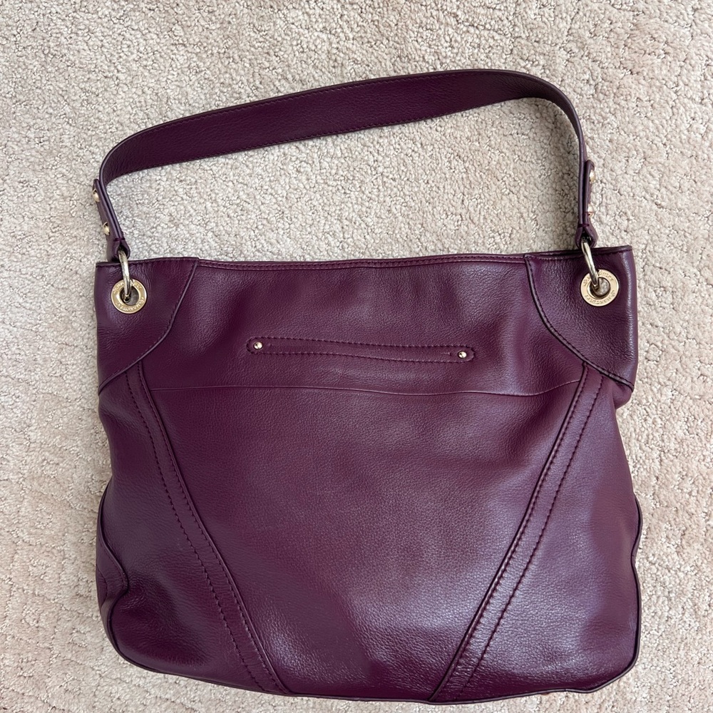 B. Makowsky Purple Woven Leather Shoulder Bag - Picture 4 of 5